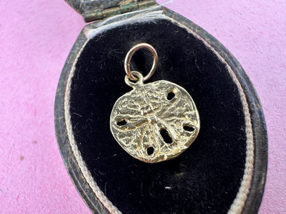 Vintage 14ct Sand Dollar Sea Urchin Charm with 9ct Gold bail.