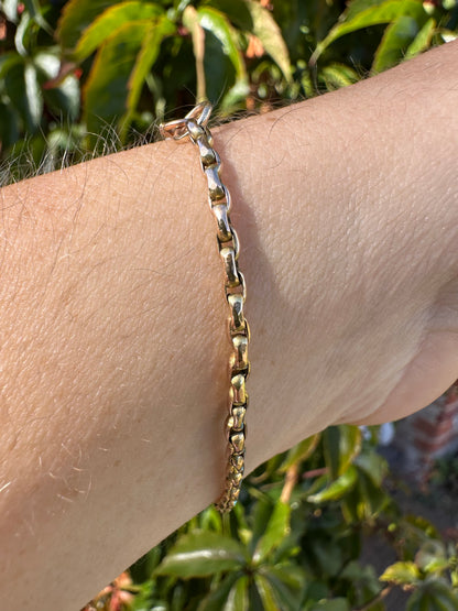 Antique 9ct Peachy Gold Oval Belcher Bracelet with bolt clasp