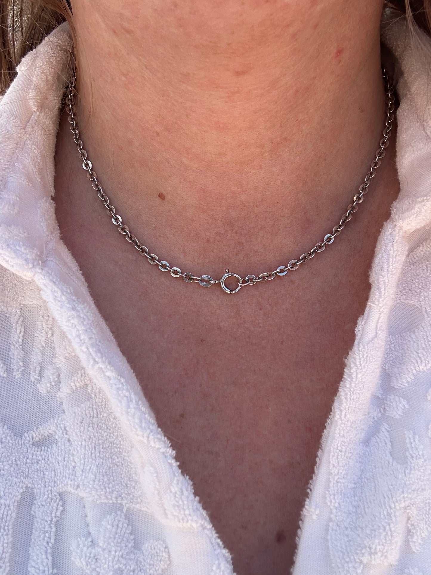 Sterling Silver Flat Cable Chain with Bolt clasp