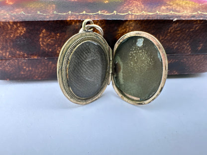 Antique 9ct Gold front and back Blue Enamel cross locket.