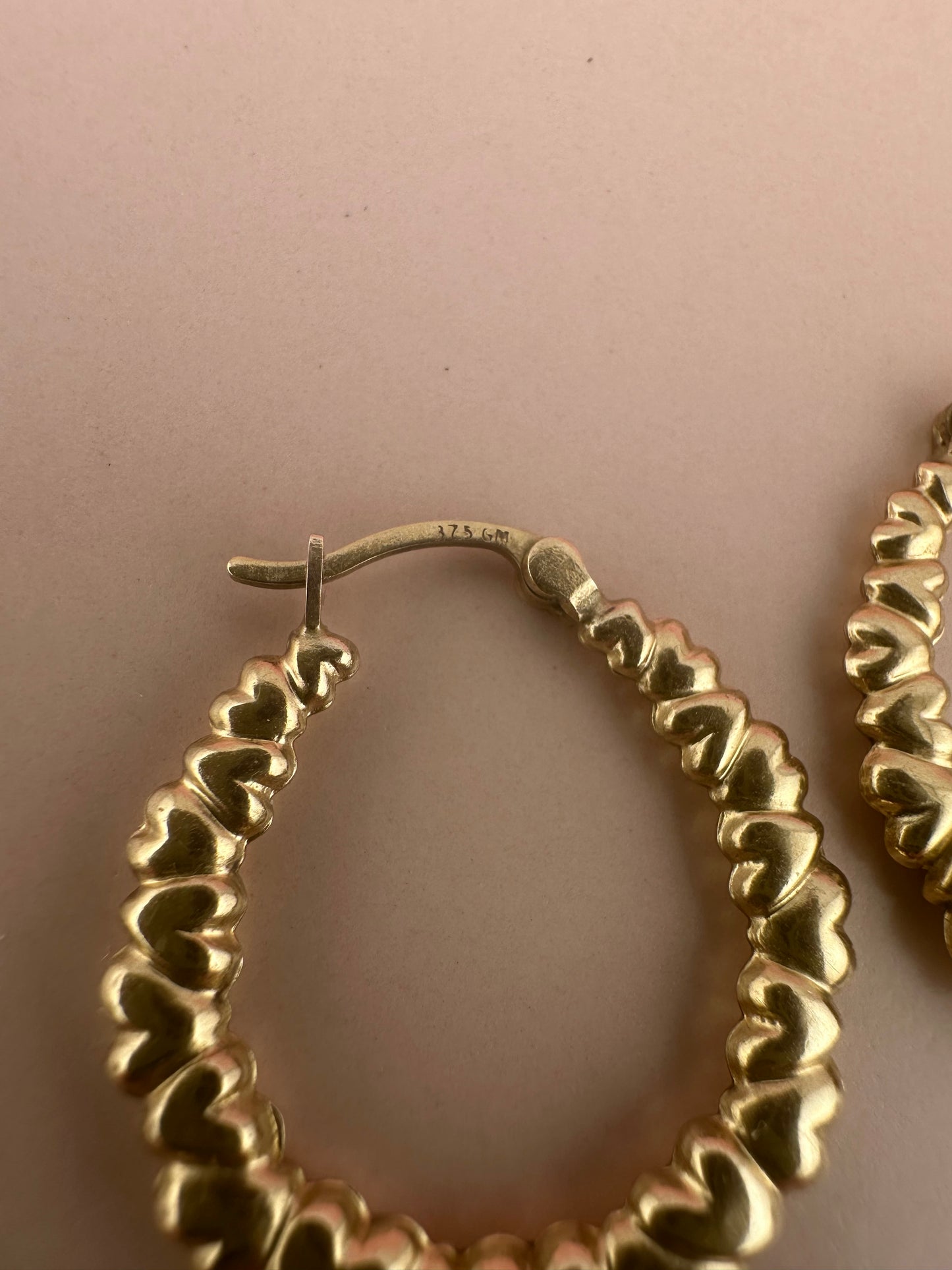 Vintage 9ct Heart Hoops