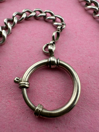 Antique Sterling Silver Graduated Curb Albert with XL bolt clasp
