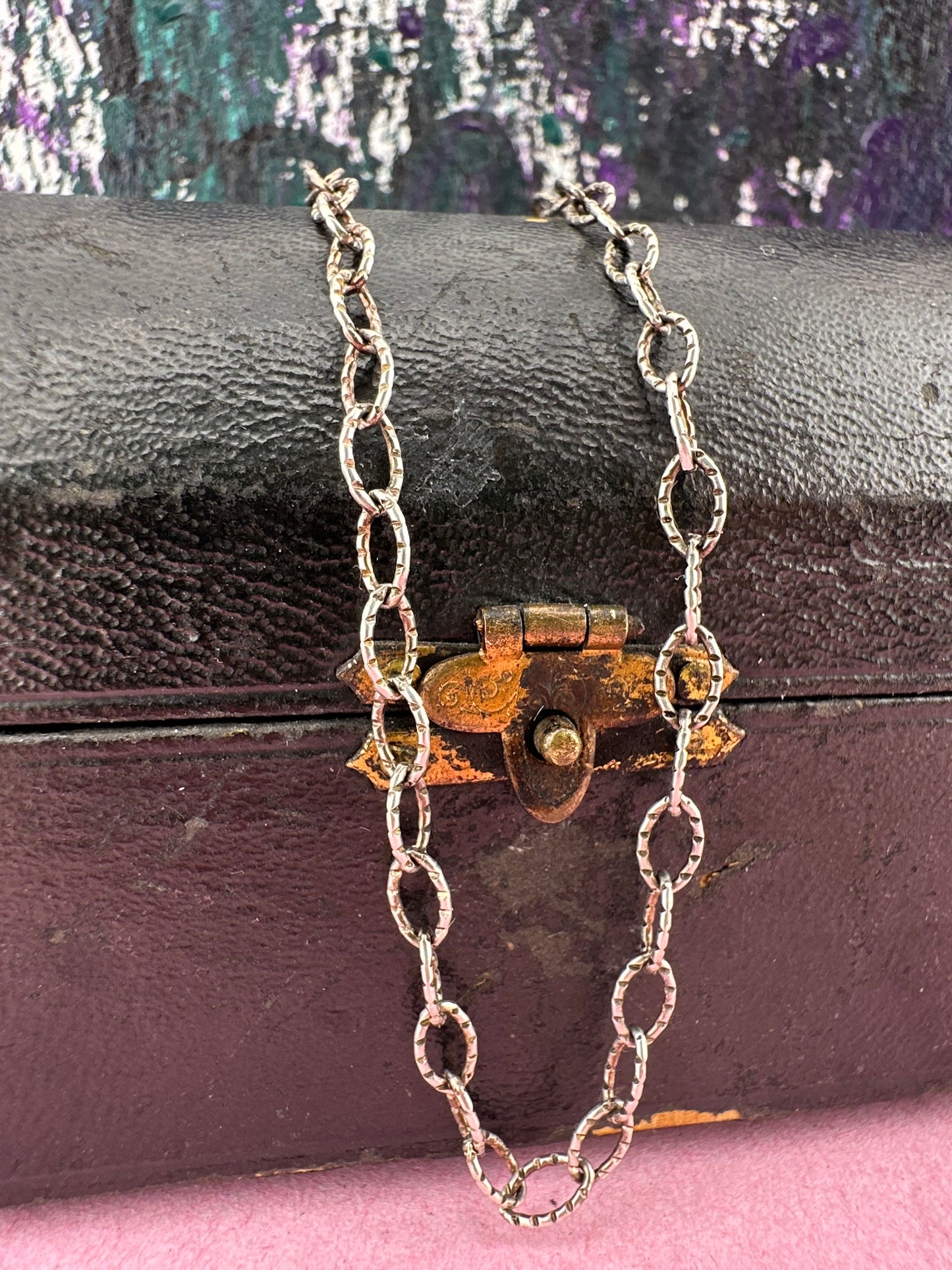 Sterling Silver Textured Oval belcher chain