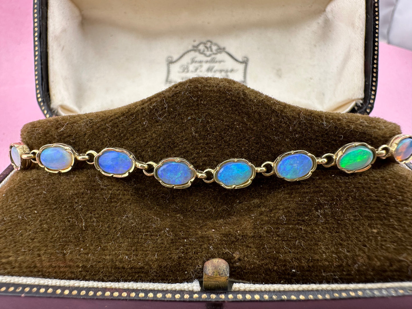 Vintage 9ct Gold Opal tennis bracelet