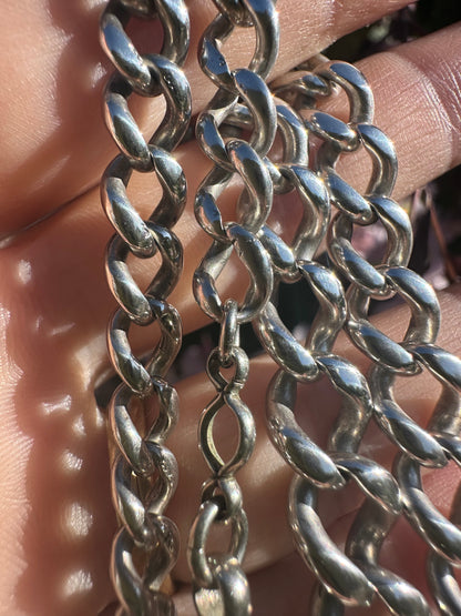 Antique Sterling Silver Graduated Curb Albert with XL bolt clasp