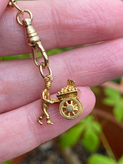 Vintage 9ct Gold Articulated Fruit Seller charm