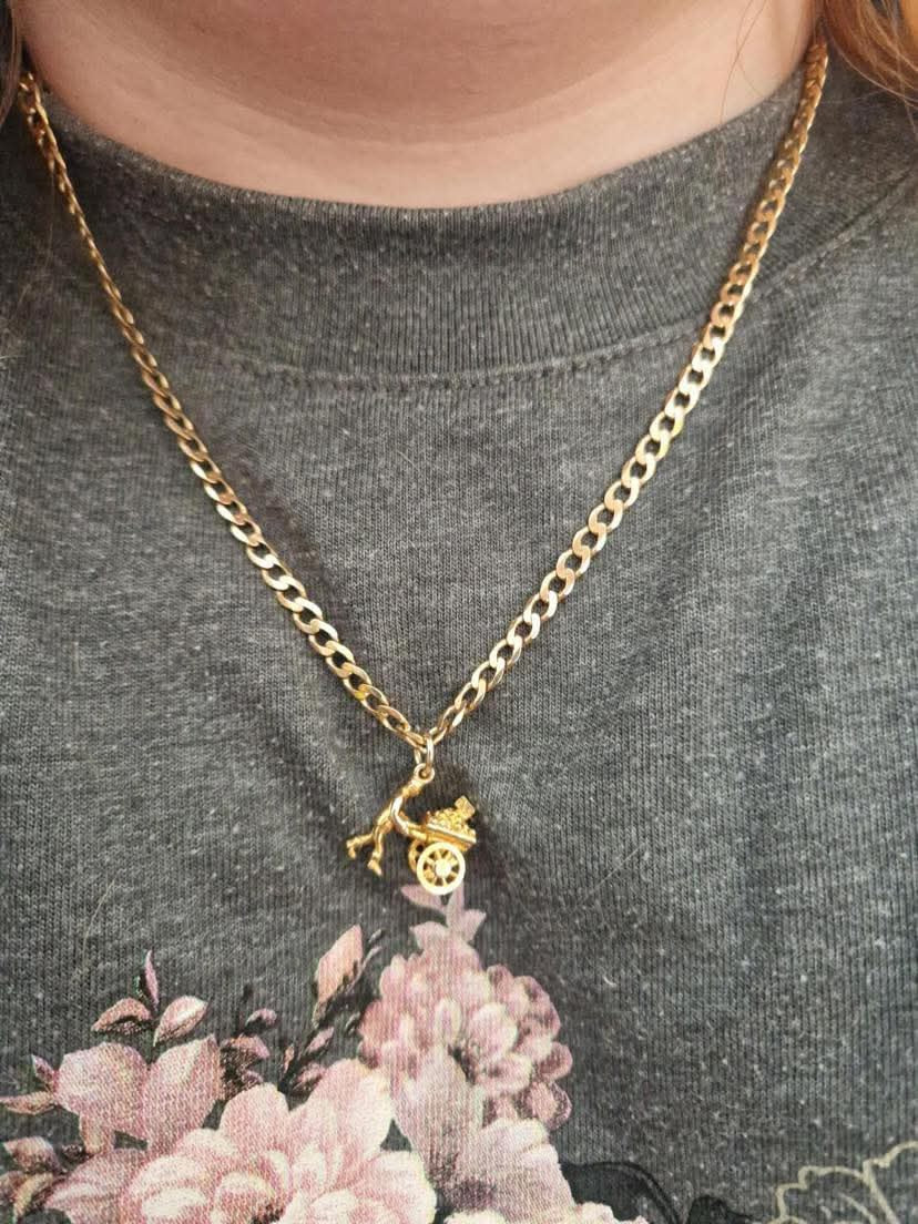 Vintage 9ct Gold Articulated Fruit Seller charm
