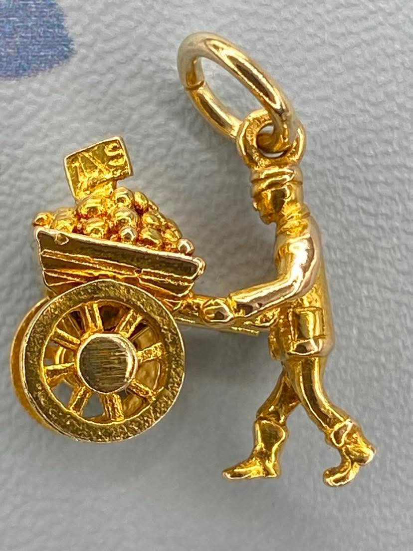 Vintage 9ct Gold Articulated Fruit Seller charm