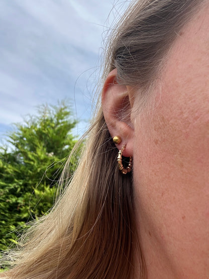 Vintage 9ct Gold UnoAerre Bamboo Hoops