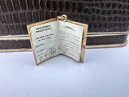 Vintage 9ct Gold British Passport charm with intact papers