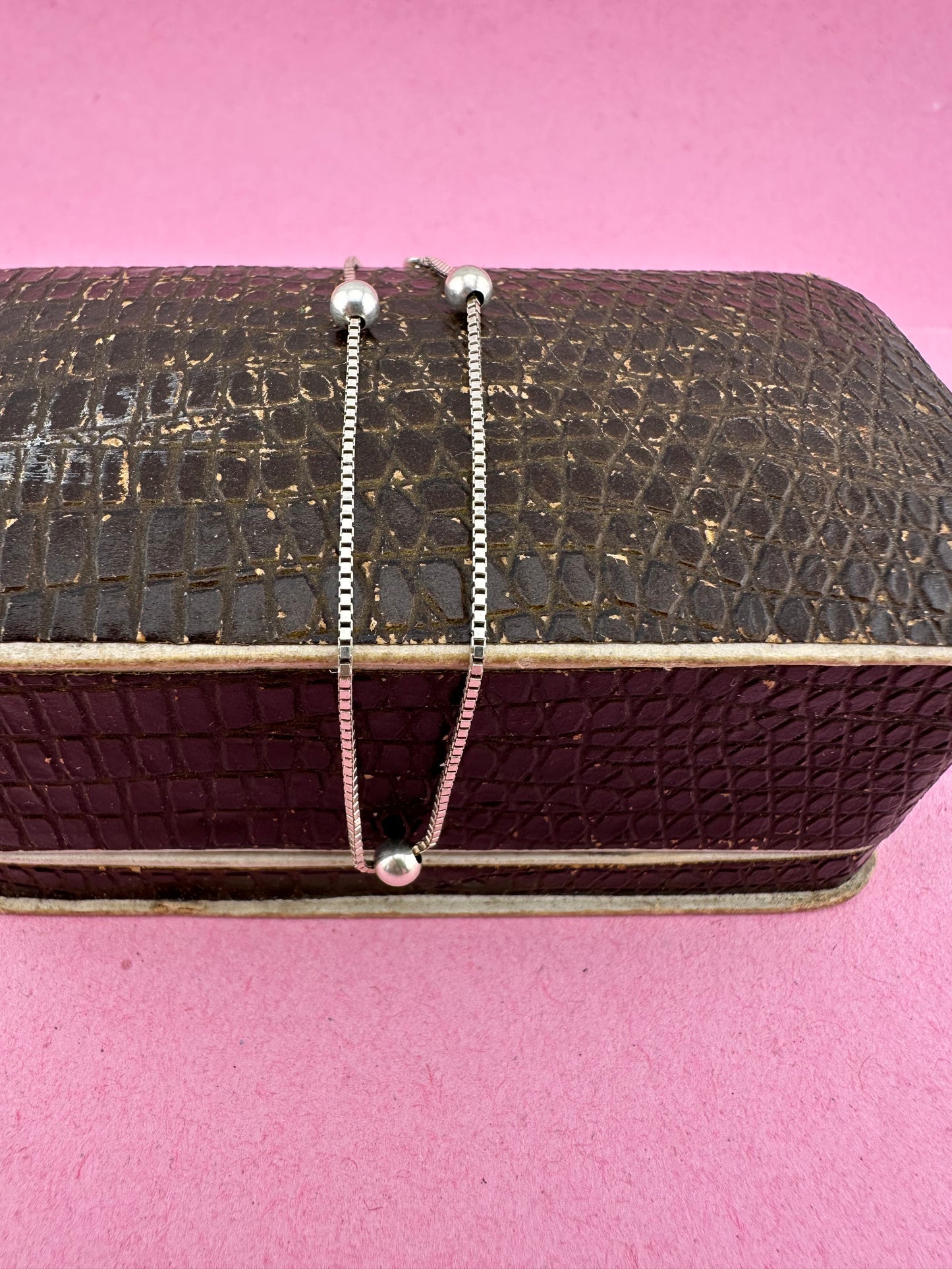Vintage Sterling silver box and ball bracelet