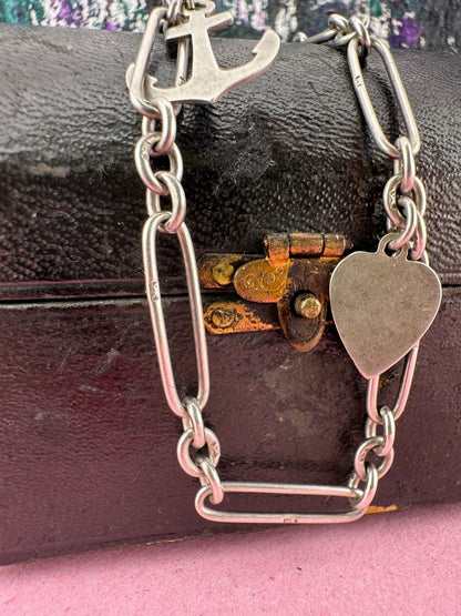 Antique Sterling Silver Trombone chain with XL bolt clasp and Dog clip
