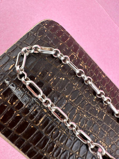 Vintage Sterling Silver Mini trombone link bracelet with swivel dog clip
