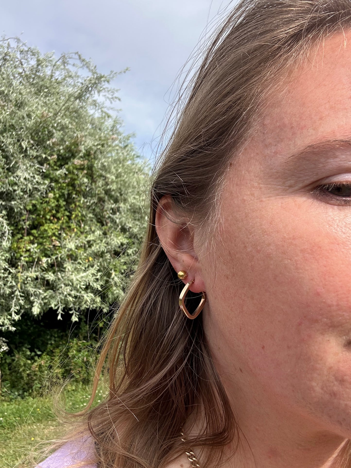 Vintage 9ct Gold Square Hoops