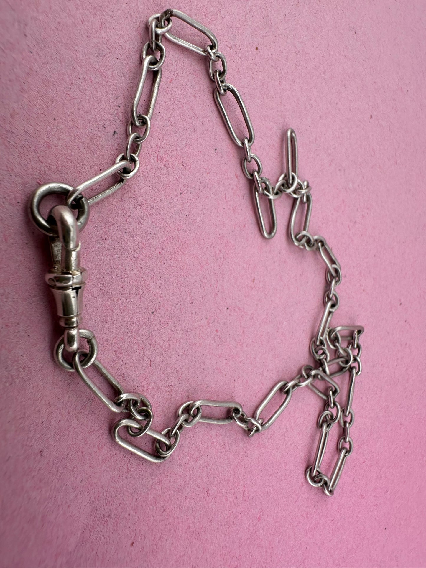 Antique 800 Silver mini trombone chain with dog clip