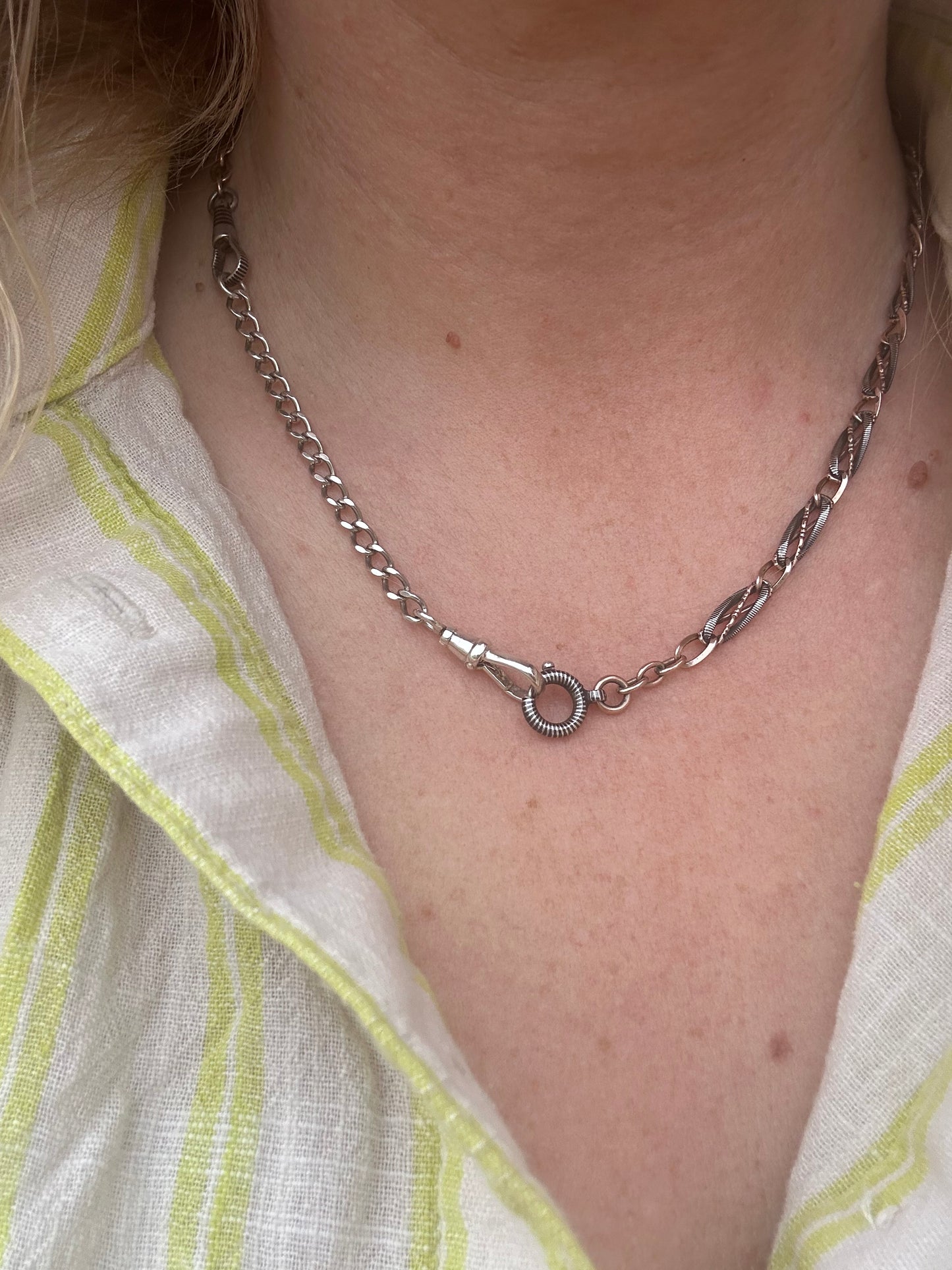 Sterling Silver Flat Curb extender with Dog Clip