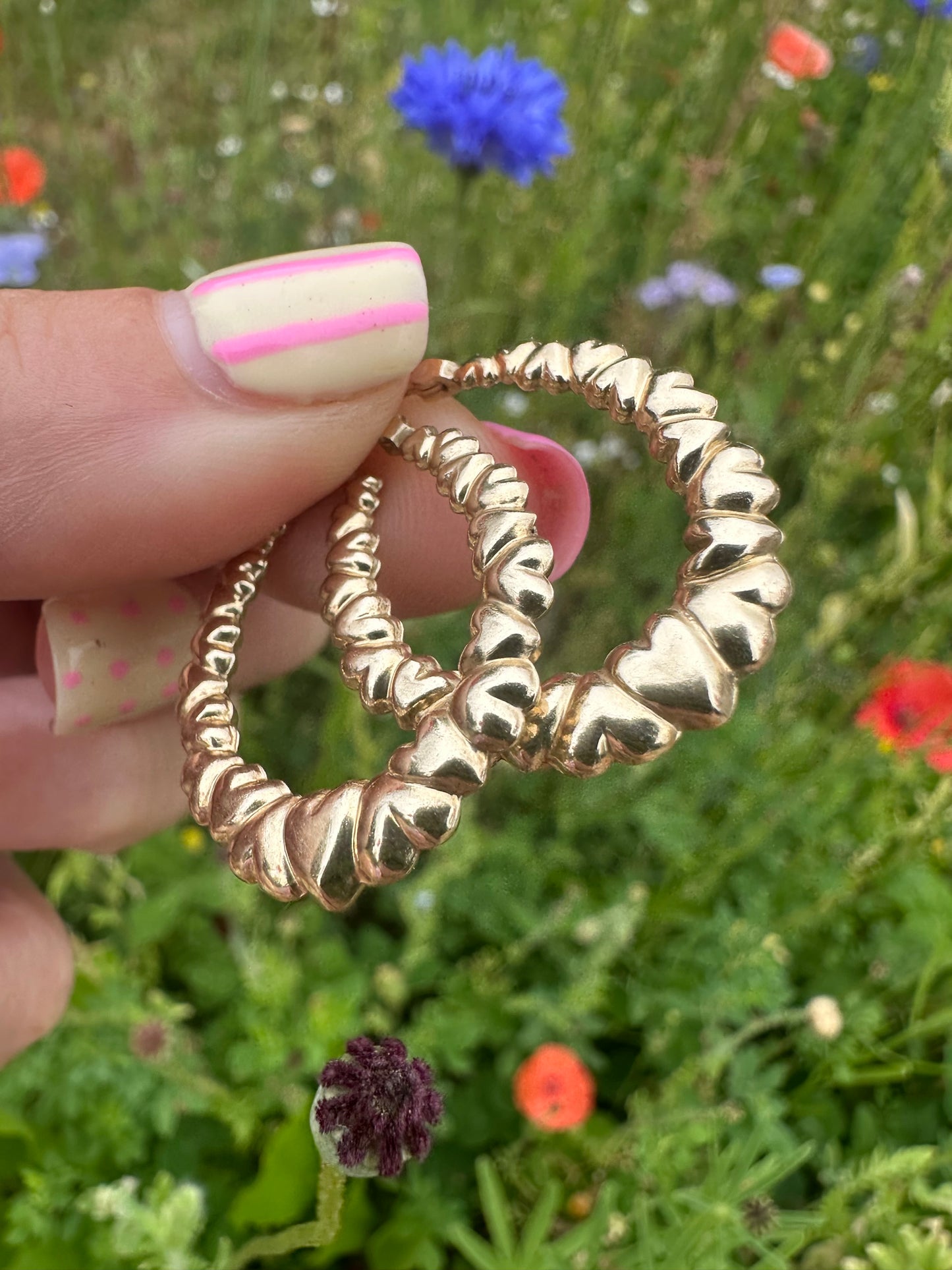 Vintage 9ct Heart Hoops