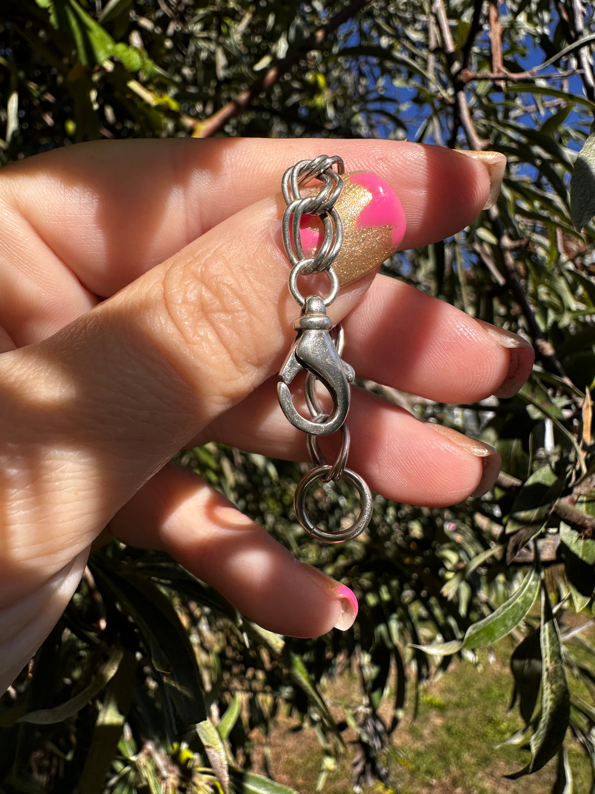 Sterling Silver Double Curb extender with large lobster clasp