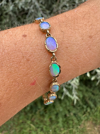 Vintage 9ct Gold Opal tennis bracelet