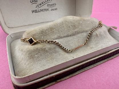 Antique 9ct Rose Gold mix link bracelet with bolt clasp