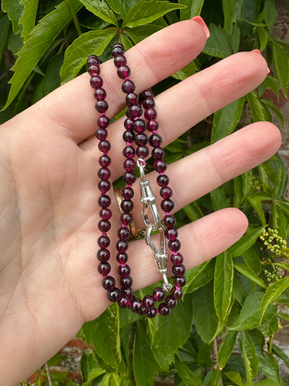 Re-imagined Vintage Garnet Beads with Vintage Sterling silver Dog clips