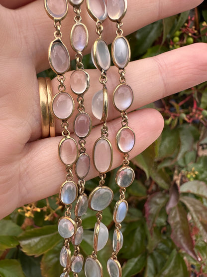 Antique 9ct Gold Bezel set Moonstone necklace