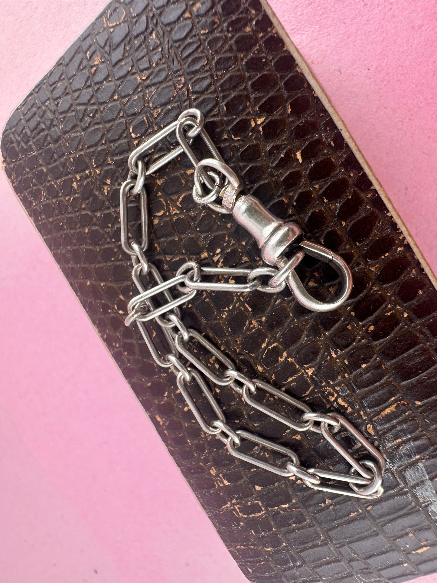 Sterling Silver Trombone bracelet with dog clip