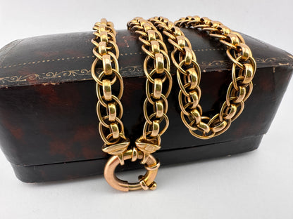 Vintage 9ct Peachy Gold Roller Ball chain with XL bolt clasp