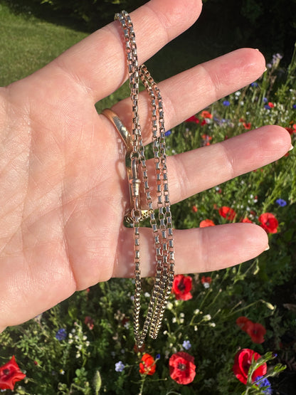 Antique 9ct Rose Gold Box chain with swivel dogclip