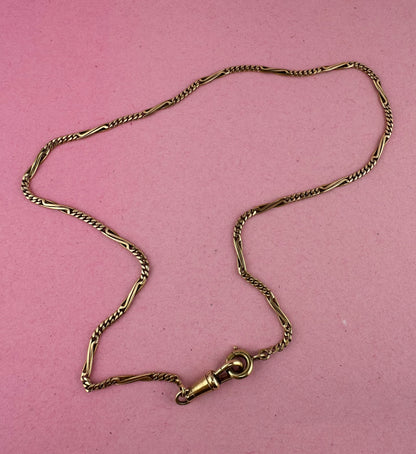Vintage 14ct Curb and twist bar Albert with dog clip and spring ring