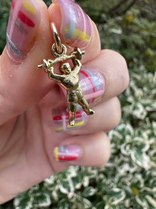 Vintage 9ct Gold Strong Man charm