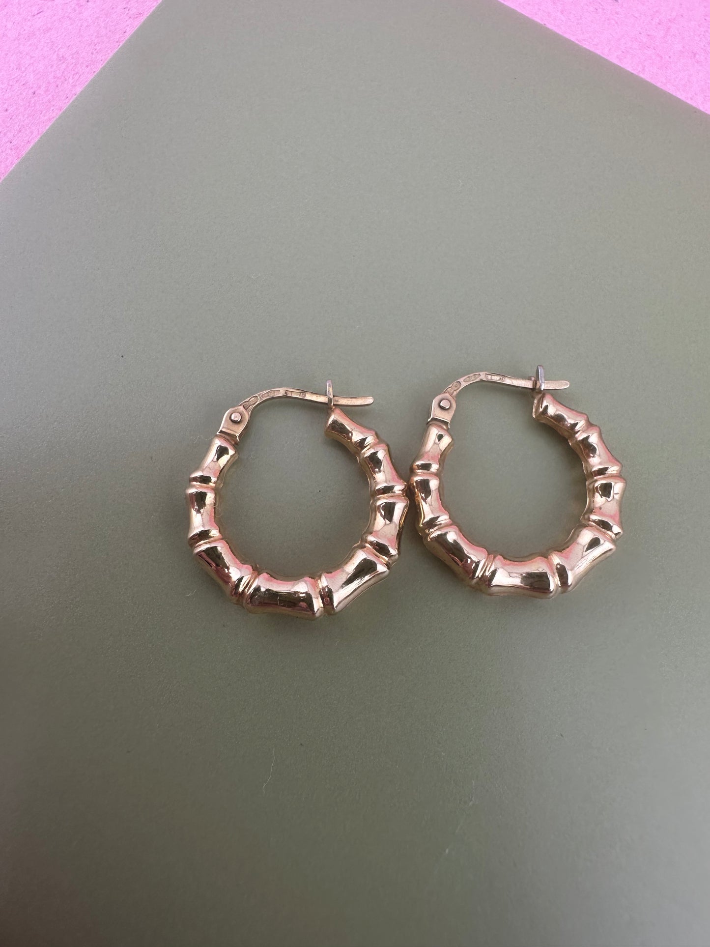 Vintage 9ct Gold UnoAerre Bamboo Hoops
