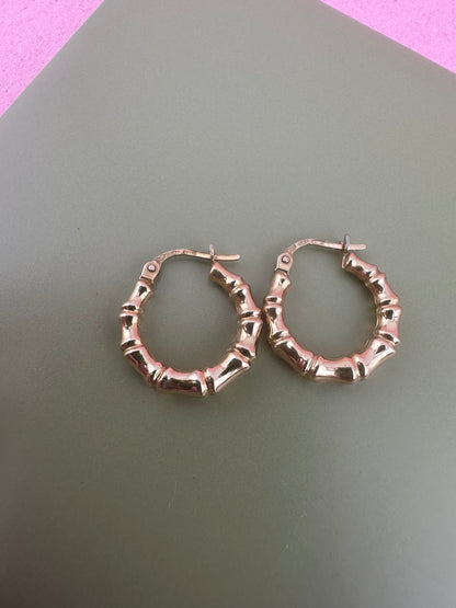 Vintage 9ct Gold UnoAerre Bamboo Hoops