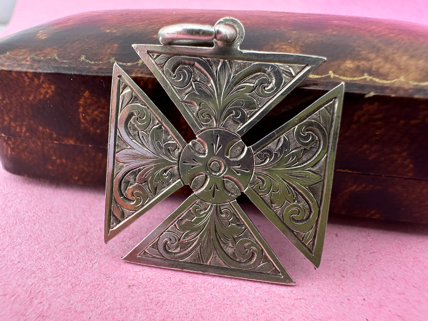 Antique Sterling silver Maltese cross fob