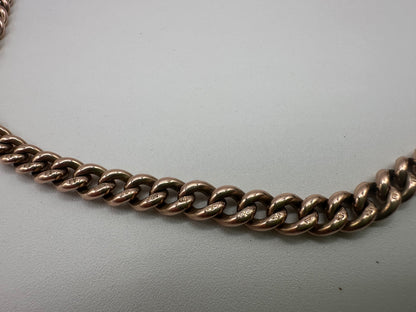 Antique 9ct Rose Gold Graduated curb Albert chain with double dog clips