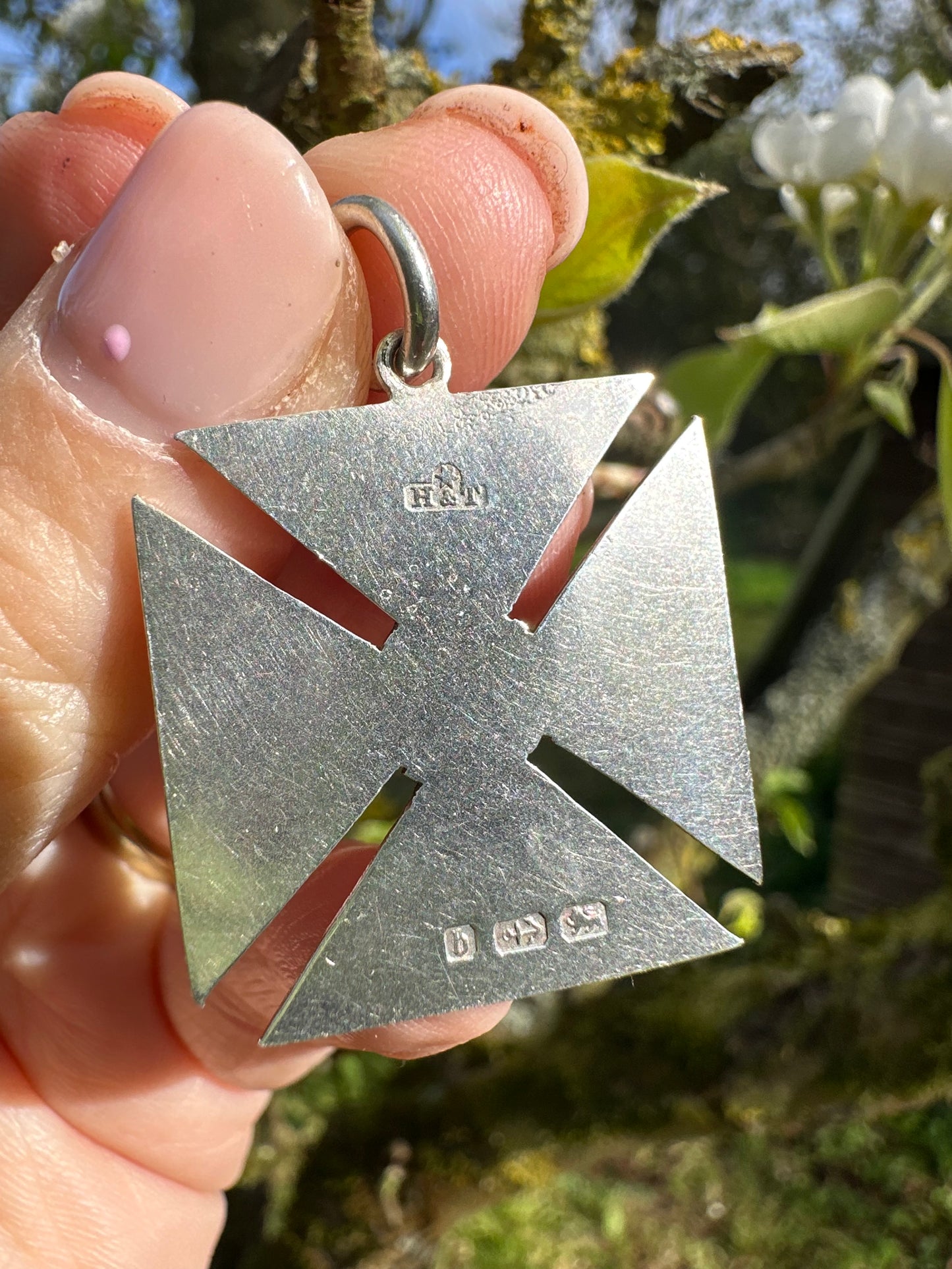 Antique Sterling silver Maltese cross fob