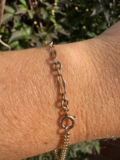 Antique 9ct Rose Gold mix link bracelet with bolt clasp
