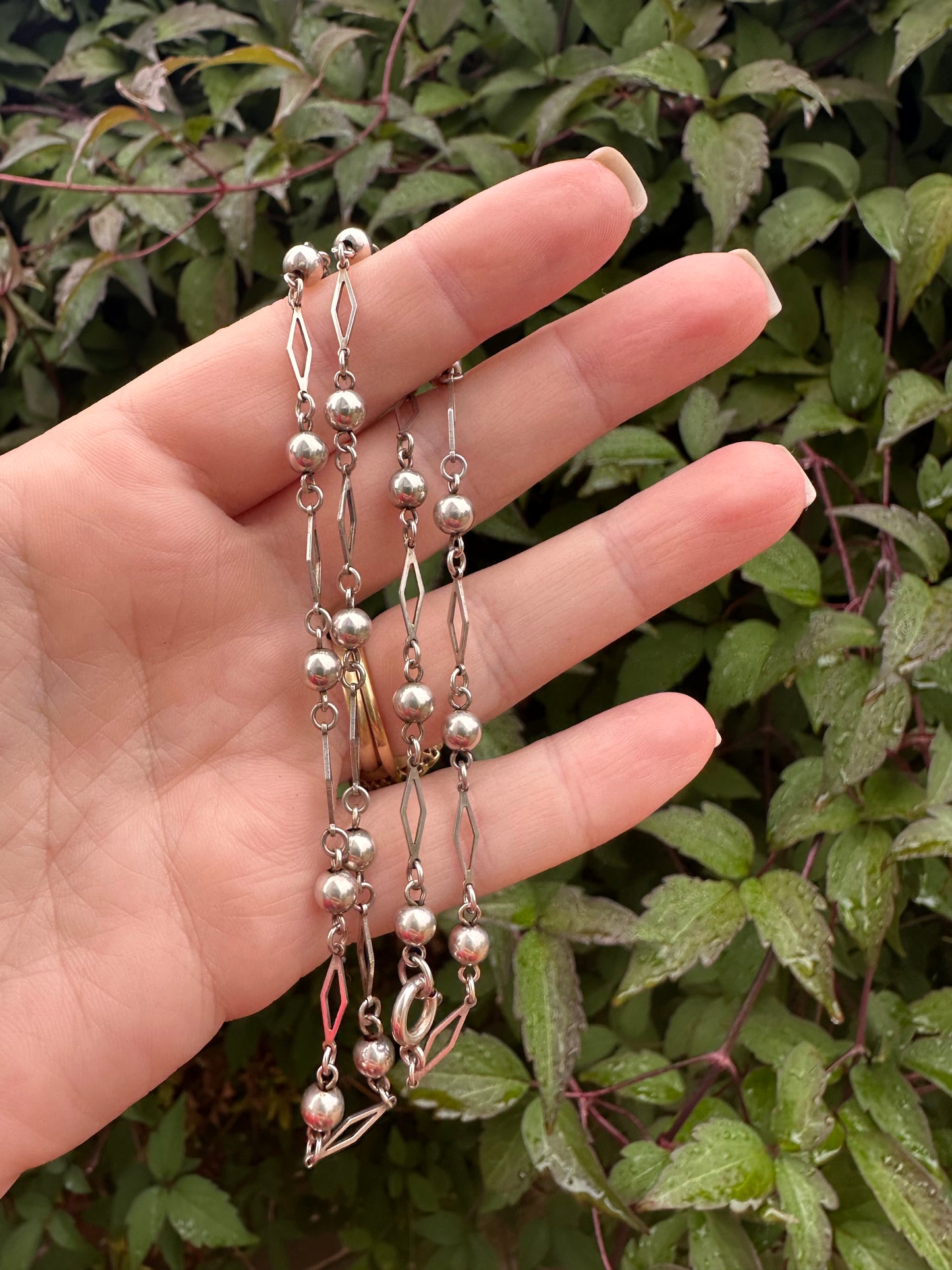 Sterling Silver Ball and lozenge link chain