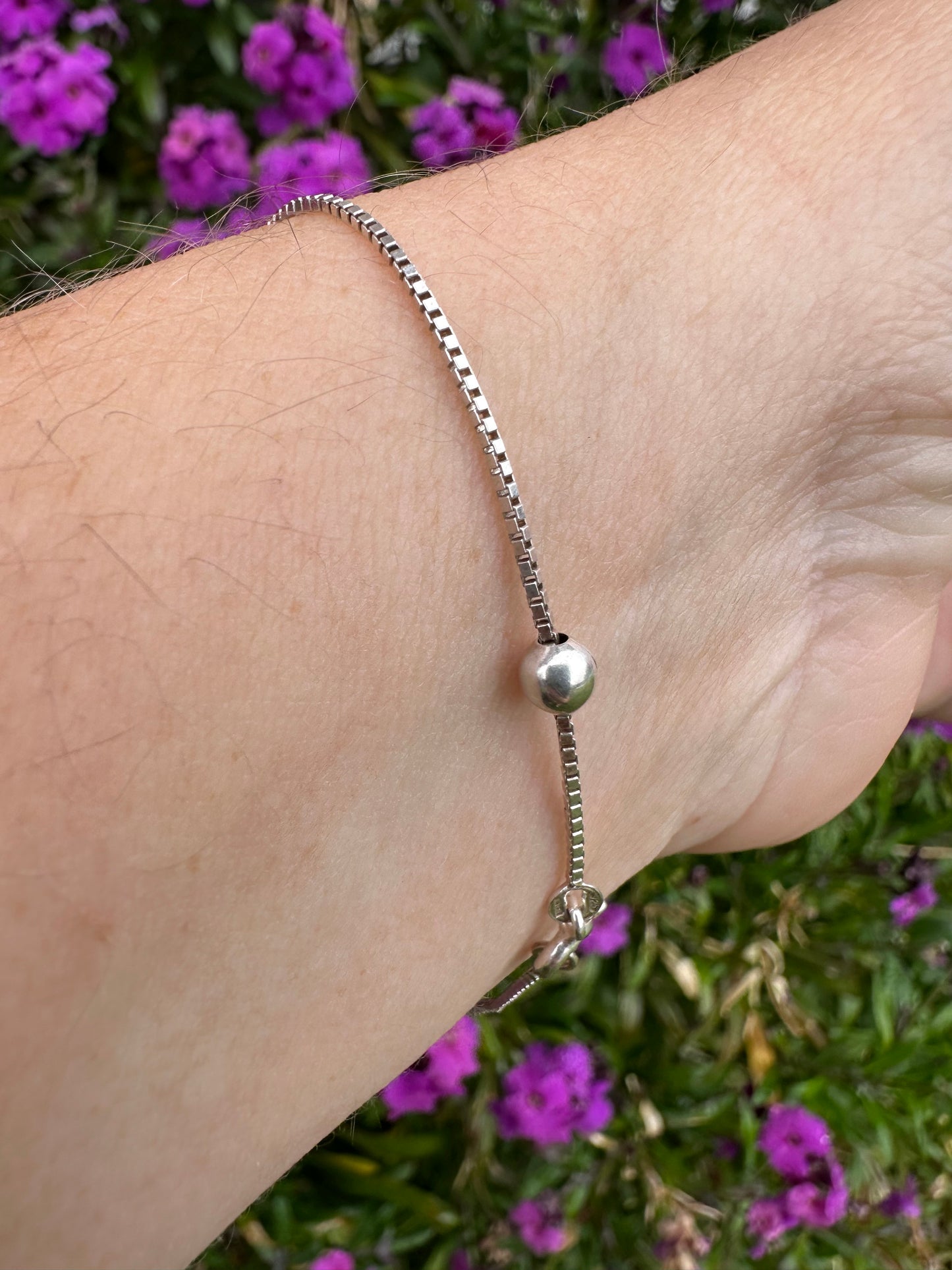 Vintage Sterling silver box and ball bracelet