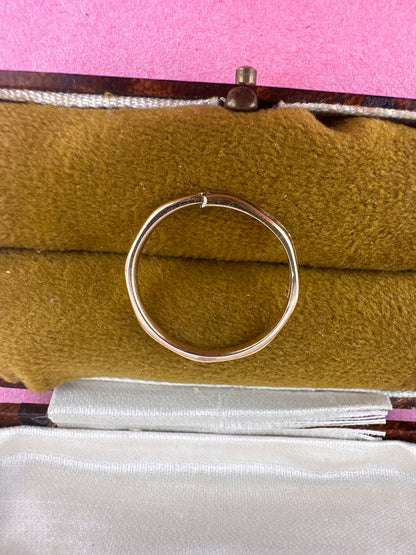 Antique 9ct Gold Rose Gold Faceted Octagonal split ring
