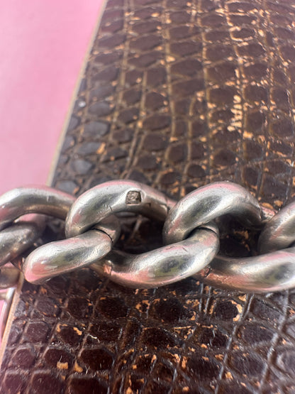 Sterling Silver Chunky curb bracelet with XL engraved heart padlock