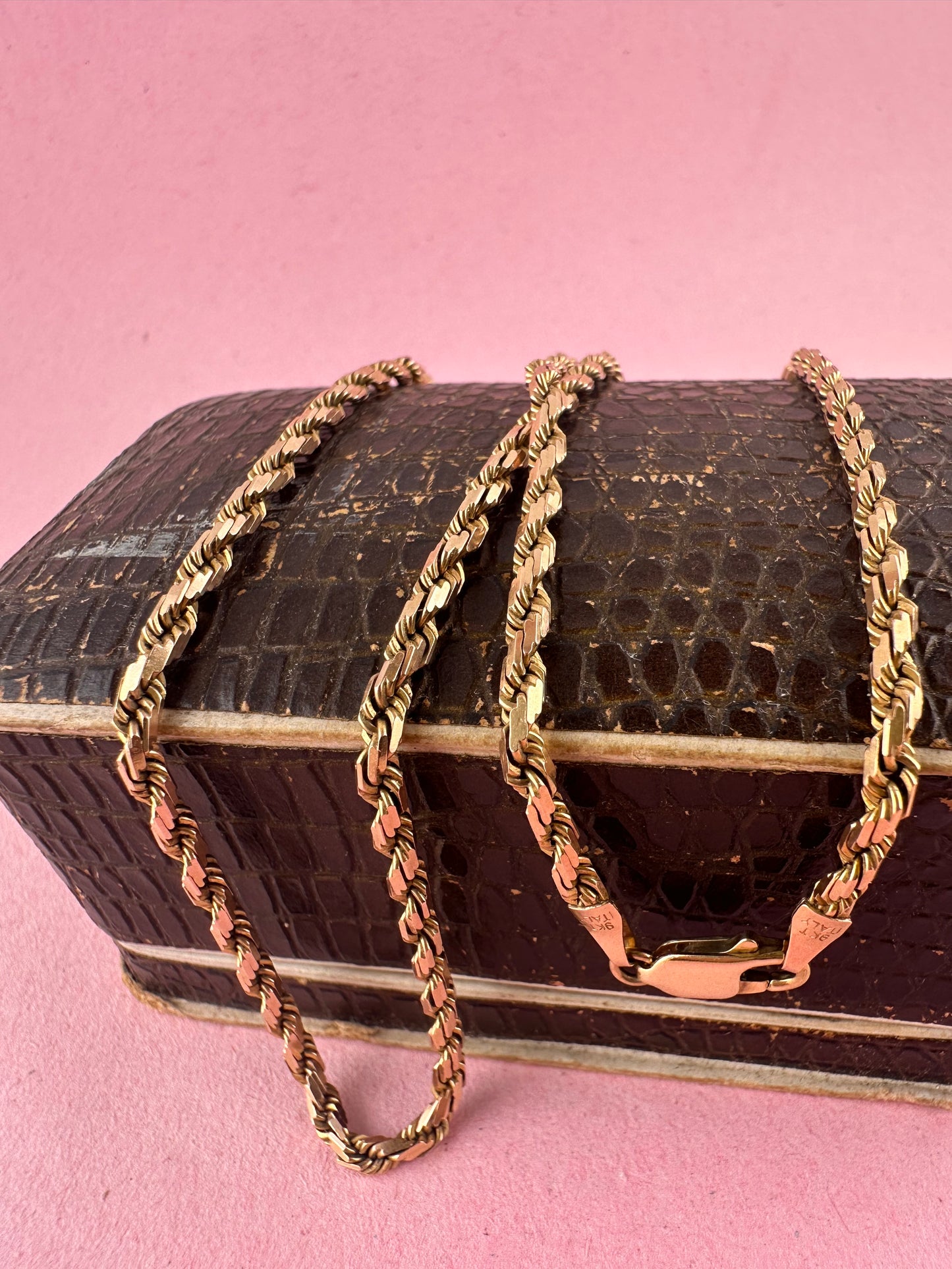 Vintage 9ct Rose Gold Angular Rope chain