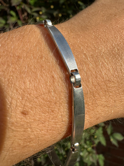 Sterling silver curved bar bracelet