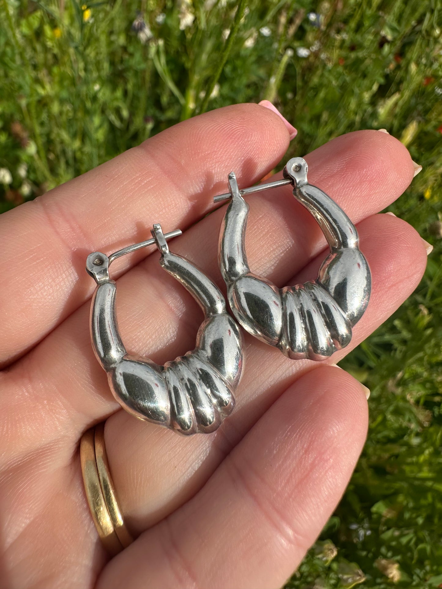 Sterling Silver Puffy Hoops