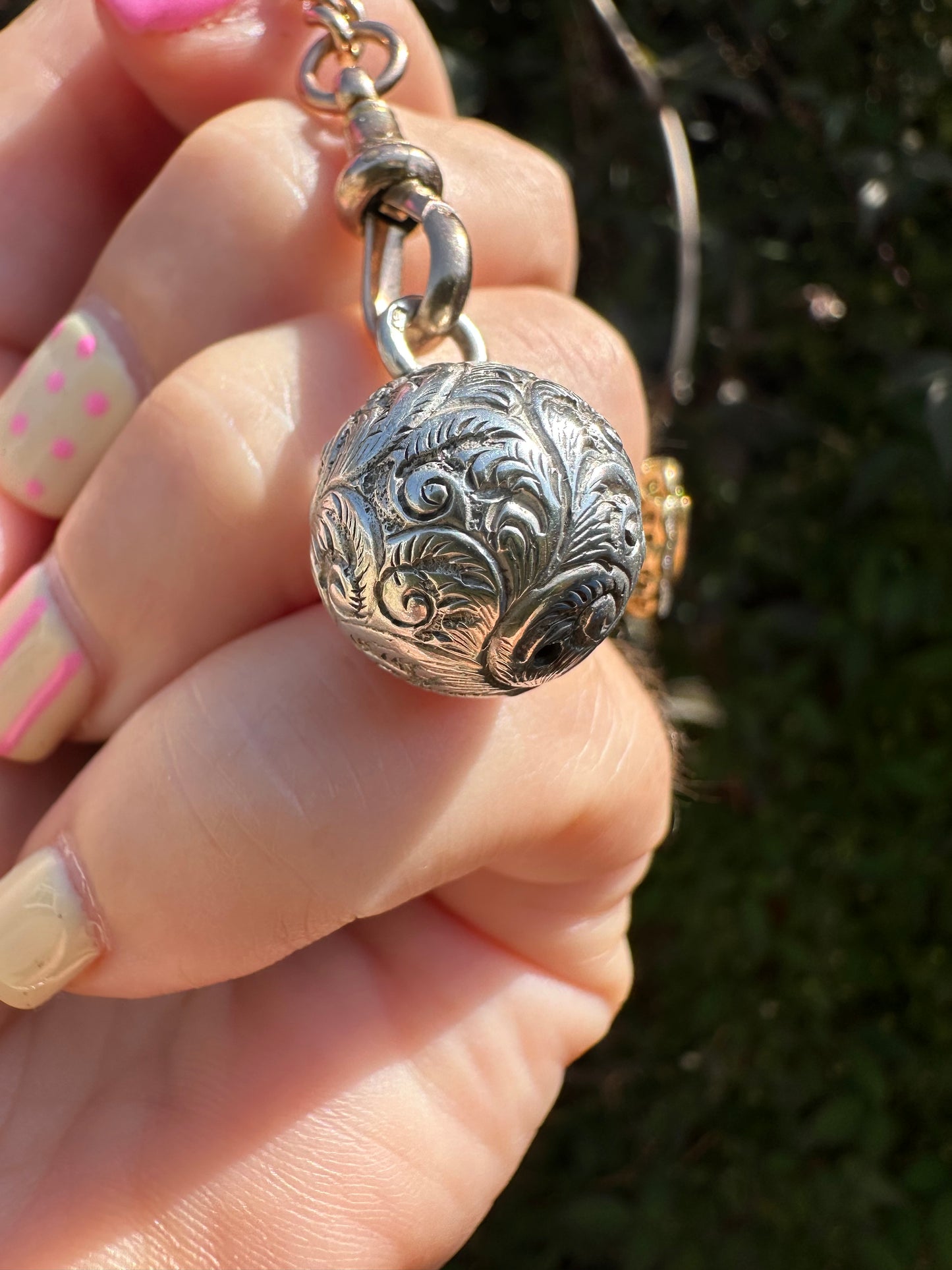 Sterling Silver Engraved Patterned Orb pendant