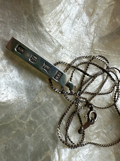 Sterling silver ingot pendant with sterling silver S-Link chain