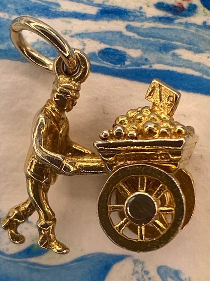 Vintage 9ct Gold Articulated Fruit Seller charm