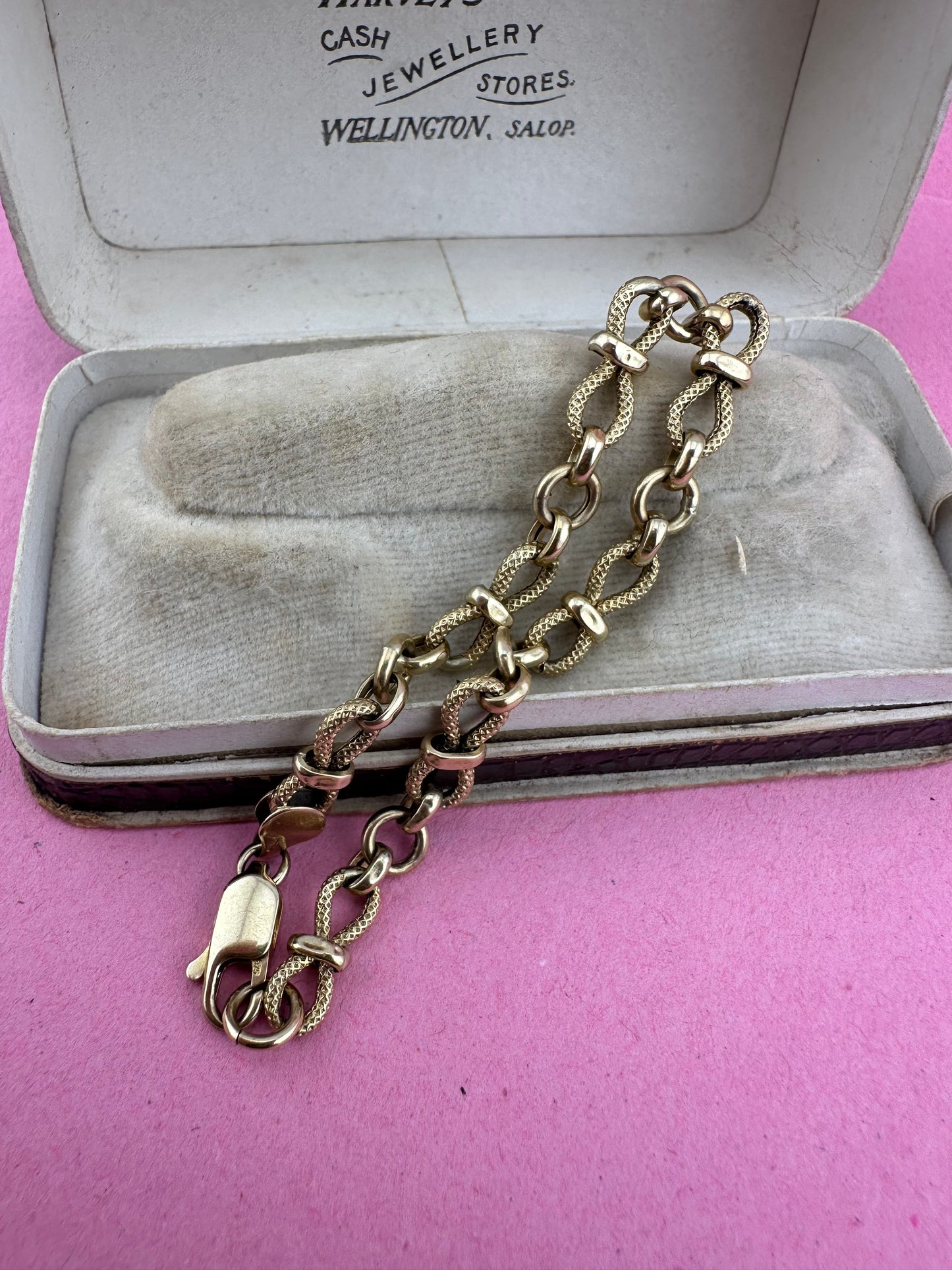 Vintage textured infinity link bracelet