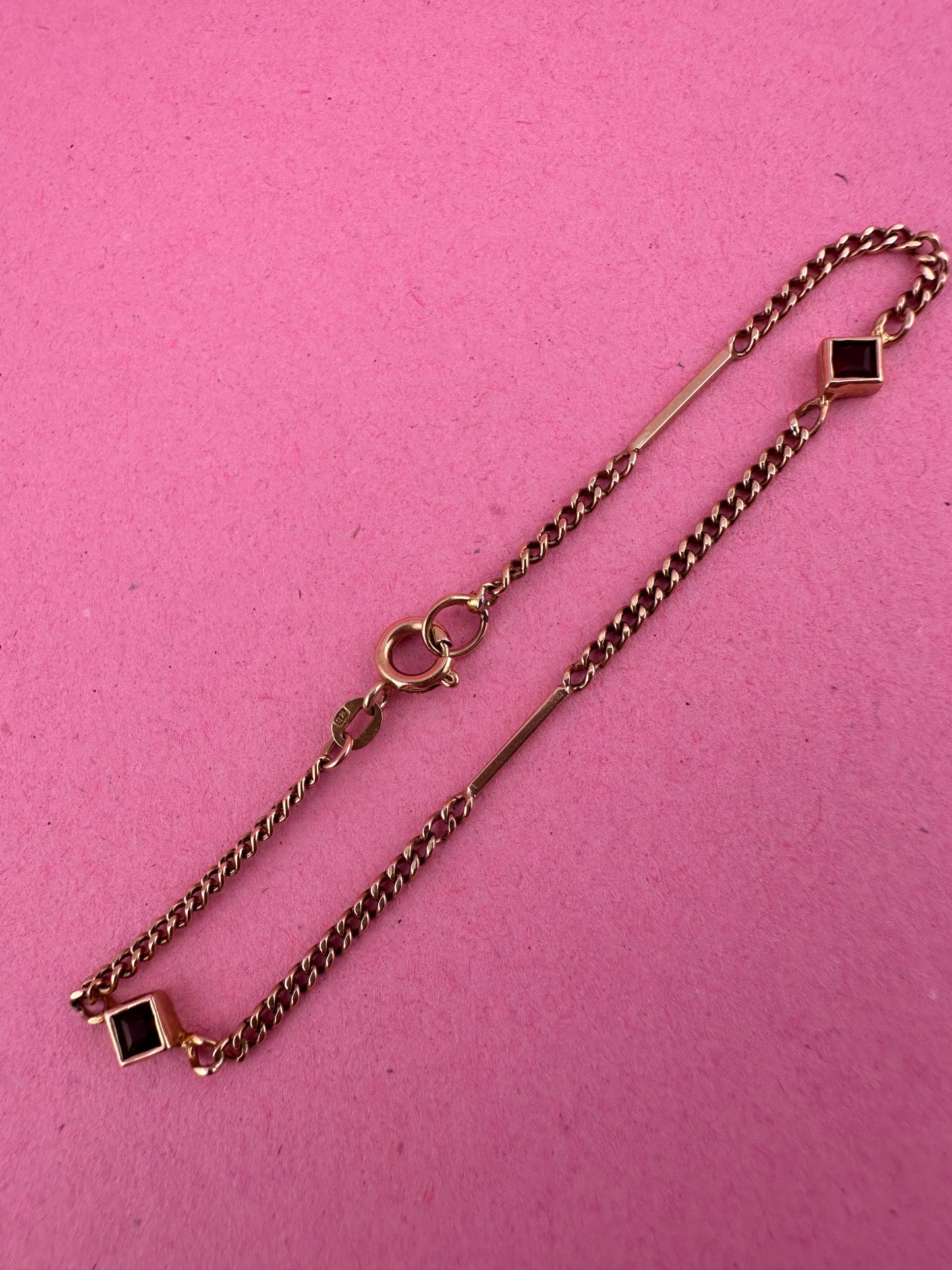 Antique 9ct Rose Gold mix link bracelet with bolt clasp