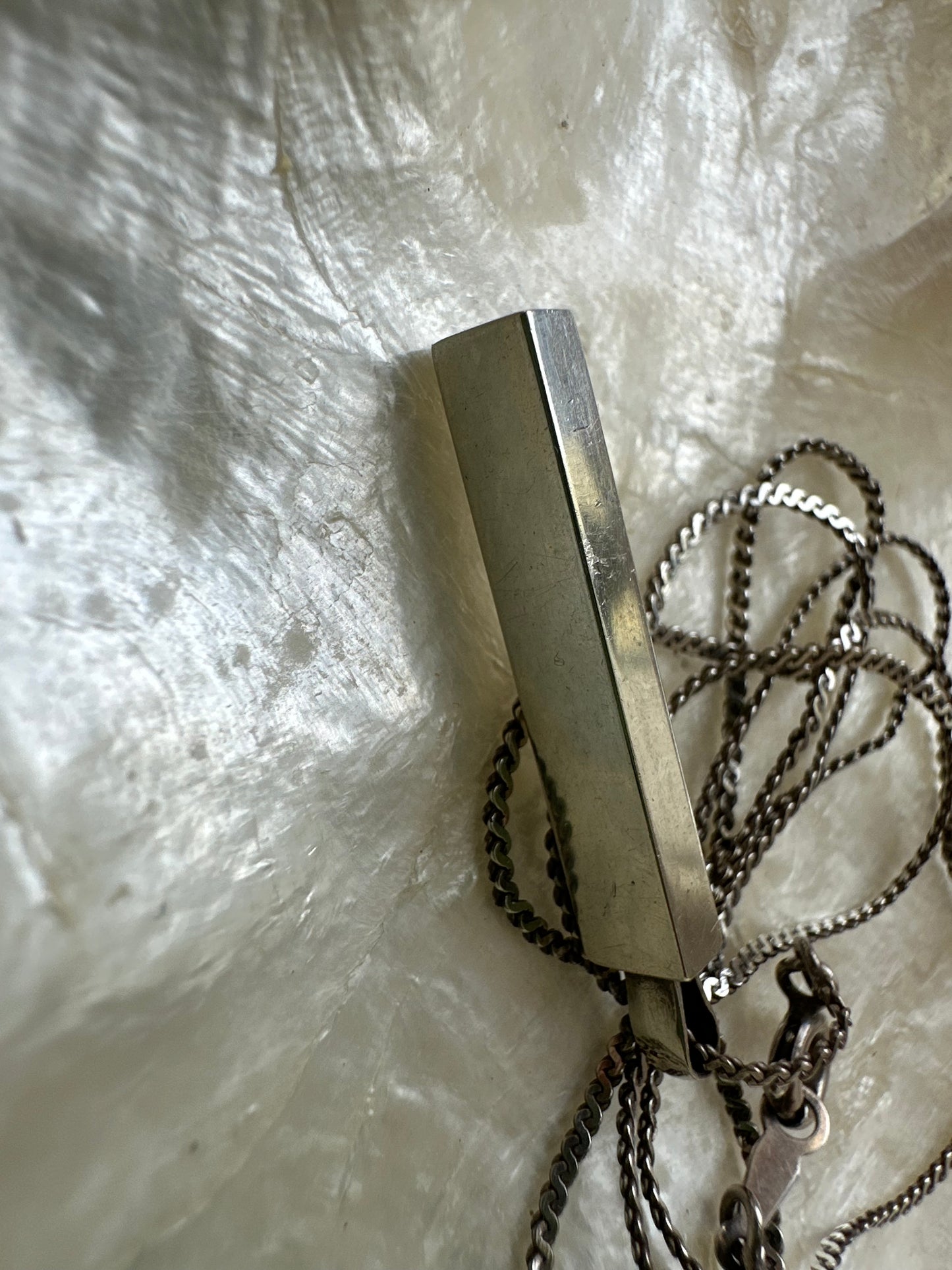 Sterling silver ingot pendant with sterling silver S-Link chain